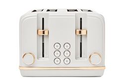 Salcombe Grey & Copper Toaster 4 Slice - Adjustable Browning Control, Retro Style, Wide Slot Stainless Steel Housing - Self-Centering Function - Easy to Clean Grey 2300W