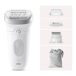 Braun Silk-épil 7 Depiladora Mujer, Depiladora Eléctrica Mujer Con Cabezal Amplio Para Una Depilación Simple, Wet & Dry, Piel Lisa Larga Dura, 7-041, Blanco/Plata