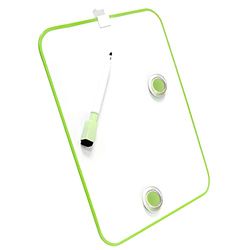 RAYLU PAPER - Lavagna bianca magnetica per bambini cancellata a secco con bordi arrotondati, piccola lavagna magnetica per frigorifero di dimensioni 216 x 280 mm, con pennarello e magneti (verde)