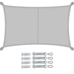 VOUNOT® Voile d'ombrage Rectangulaire Imperméable Auvent Protection en Polyester avec Kit de Montage Toile Ombrage Protection UV 95% Résistant et Respirant pour Jardin Terrasse Balcon 3x5m Gris Clair
