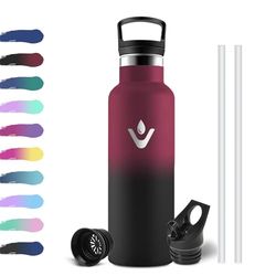 Botella Termica 500ml, Botella Agua Acero Inoxidable Niños Cantimplora Termo con Pajita, Reutilizable, sin BPA, Fácil de llevar, Cantimplora Termica para Niños, Escuela, Adultos, Camping, Gimnasio