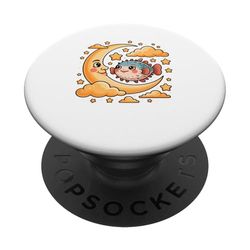 Crescent Moon Clouds Pez Globo Pez Balón PopSockets PopGrip Adhesivo