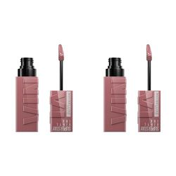 Maybelline New York Lip Colour, Smudge-free, Long Lasting up to 16h, Liquid Lipstick, Shine Finish, SuperStay Vinyl Ink, 110 Awestruck (Pack of 2)