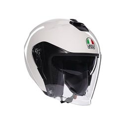 AGV - IRIDES E2206, Motorbike Open Face Helmet, Motorcycle Jet Helmet Unisex with Anti-Scratch and UV-Protective Visor, Materia White, S