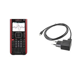 Texas Instruments TI-NSP CX II CAS FC (NSCXCAS2FC8E1A) & NETZTEIL, Alimentatore di rete/caricatore TI-Nspire, Nero