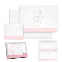 Interbaby Beddengoedset voor kinderbed, 50 x 80 cm, voor baby's, winter, flanel, model olifant, wereldbol, hart, inclusief hoeslaken, laken en kussensloop