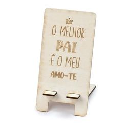 Mopec W35.7 Wooden Mobile Phone Holder O Melhor Papai 7 x 14 cm, Brown, Normal