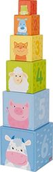 GOKI- Cubos para apilar con Motivos de Animales. Puzzles 3D, Multicolor (58411)