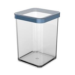 Rotho Loft Square storage jar 1l with lid and seal, Plastic (SAN) BPA-free, blue/transparent, 1l (10.0 x 10.0 x 14.2 cm)