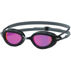 Zoggs Predator Titanium, Occhialini da Nuoto Unisex Bambino, Grigio/Nero/Rosa specchiato, Smaller Fit