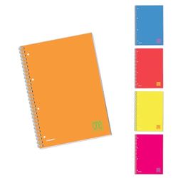 Blasetti One Color FLUO - Quaderno con spirale laterale formato A4 con fori archiviazione, Confezione da 5 pezzi, Carta 80gr, Copertina in cartoncino monocromatica - Rigatura 1R (Righe)