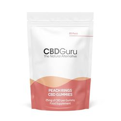 CBD Guru CBD Peach Rings 25mg 25 Pack - PeachFlavour Broad Spectrum CBD Bottles for Sleep & Anxiety Support, 750mg Total CBD