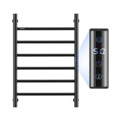 VEVOR Radiateur Sèche-Serviettes Électrique 6 Barres, Porte-Serviettes Chauffant Mural, Chauffe-Serviettes à Température Réglable, Étanche IPX5, avec Minuterie et Écran LED, Salle de Bain, Noir