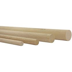 Vasalat Wooden Sticks Smooth for Crafts 100 cm x 12 mm Natural Beech Pack of 12