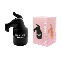 Fisura – Bote para premios original “Will sit”. Recipiente para comida de mascota negro. Tarro para chuches de mascotas. Bote para conservar alimentos de cerámica. 12x20 cm