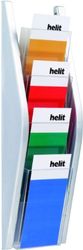 Helit H6270300 - Portafolletos de pared (4 compartimentos, 1/3, formato A4), color plateado y transparente