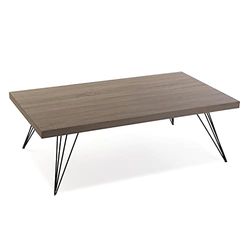 Versa Texas Salontafel, Salon salontafel, Afmetingen (H x B x H) 38 x 120 x 70 cm, Hout en Metaal, Kleur Bruin en zwart