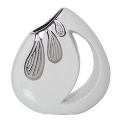 Alexandra House Living Vase White Silver Ceramic 9 x 21 x 23 cm