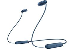 Sony WI-C100 - Cuffie wireless bluetooth, Fino a 25 ore di autonomia, Microfono integrato per telefonate, Compatibile con assistente vocale (Blu)