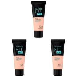 Maybelline Fit Me Matte & Poreless Foundation 128 Warm Nude 30ml (Pack of 3)