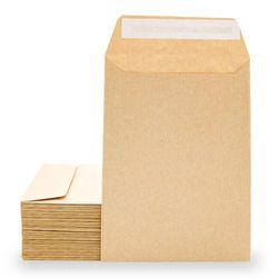 Kraft Paper Kuvert med silikonband för inbjudningar eller gästpresentpåsar vid bröllop, nattvardsdelar eller dop. Kuvert för smycken eller frön - ofyturia (500 kuvert, 100 x 145 mm)