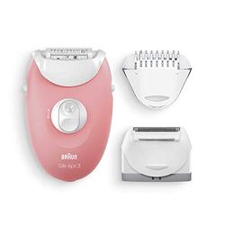 Braun Silk-épil 3 Épilateur Électrique Femme, pour débutantes, Blanc/Rose, comprend un épilateur électrique, un rasoir et une tondeuse, SE 3-440