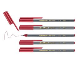 edding 55 - fineliner - karmijnrood - 5 stiften - punt 0,3 mm - kleurstift om te schrijven, kleuren, accentueren, illustreren - voor kinderen en volwassenen, school, thuiswerkplek, kantoor