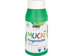 KREUL 23210-Mucki Pintura Brillante para Dedos, 750 ml en Verde, a Base de Agua, sin parabenos, sin Gluten, sin lactosa y Vegana, Lavable, Green, 750