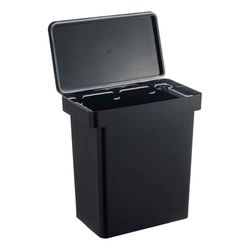 YAMAZAKI 5428 TOWER Airtight Trash Can with Caster, black, Polypropylene/ABS Resin/POM Resin/Silicone/Steel, 41 x 24 x 42.5~65.5 cm