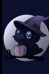 Halloween Raven Notebook: Cute raven and pumpkin Halloween notebook