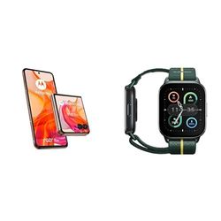 Motorola Razr50 Ultra Peach Fuzz and Moto watch fit, PANTONE Trekking Green