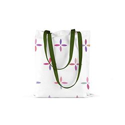 Bonamaison, 100% Algodón Bolso De Mano Impreso, Bolso de la Compra Reutilizable, Bolso De Compras, Ecológico, Plegable, Bolso de Tela de Lona con Asas Verdes, 34X40 Cm - Fabricado en Turquía