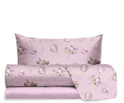 hermet Jolly, Set Lenzuola Letto Singolo Teddy Bear Rosa, 100% Cotone, Lenzuolo Sopra + Lenzuolo con Angoli + Federa, Completo Letto Orsetto Cameretta