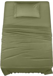 Utopia Bedding Twin Sänglakan Set – 3-delat sängkläder – borstad mikrofiber – krympnings- och blekningsbeständig – enkel skötsel (tvilling, oliv)