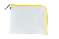 HERMA 20017 Zip Document Bag A4, Transparent Mesh Zipper Pouch for Laptop, Tablet, Books, Papers, Toys, Clear Storage Wallet in Yellow