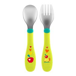 Chicco Mijn Eerste Inox Bestek X2 18M+, Groen