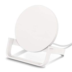 Belkin Boost Up Wireless Charging Stand 10 W, Fast Wireless Charger for iPhone 11, 11 Pro/Pro Max, XS, XS Max, XR, SE, Samsung Galaxy S20, S20+, S20 Ultra, S10, S10+, S10e, UK Plug Included, White