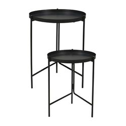 Well Home Zestaw 2 okrągłych stolików pomocniczych z czarnego metalu Ø31 Ø36 cm