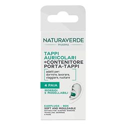 Naturaverde | Pharma - Tappi Auricolari, Tappi Orecchie Antirumore per Dormire, Tappi per Orecchie Antirumore, Tappi Orecchie per Dormire, Tappi Orecchie Piscina, Contenitore Porta-Tappi, 4 Paia