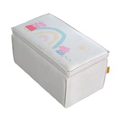 roba Pouf per Bambini Peppa Pig - Rettangolare - Funzione Cassapanca - Rivestimento in Velluto - Stampa Peppa Pig - 27,5 x 56,5 x 31 cm - dai 18 Mesi - Regalo di Natale, Compleanno, Pasqua - Beige