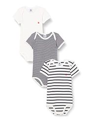 Petit Bateau Body a rayas de manga corta (Pack de 3) para Unisex bebé, Variante 1, 3 años