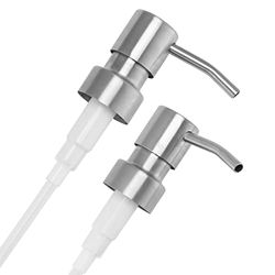 honju Home 2X Accesorio Bombeo Acero Inoxidable Cepillado Incl. 6 mangueras [28mm Rosca | Cabezal dispensador de Bombeo jabón | Accesorio Botellas | Cabezal Bombeo líquido | Decoración de baño]