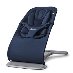 Ergobaby 3-in-1 Evolve Bouncer, Ergonomisch baby wipstoeltje voor pasgeborenen van geboorte tot peuter, babyschommel met inzetstuk voor pasgeborenen (2,5 kg - 13,2 kg), Midnight Blue