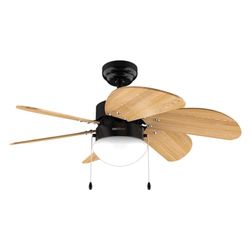 Cecotec Plafondventilator met Licht EnergySilence Aero 360 Zwart & Hout. 50W, Diameter 36” (92cm), 3 Snelheden, 6 Omkeerbare Bladen, Modus Winter-Zomer, Eenvoudig Gebruik, Trekschakelaar.