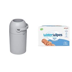 Vital Baby HYGIENE Odour-Trap Nappy Disposal System– Holds 25 Nappies with no Refill Cassettes - Eco Friendly & WaterWipes Original Biodegradable Baby Wipes, 720 Count (12 packs)