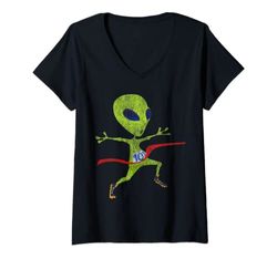 Mujer Divertido Alien For Runners Graphic Camiseta Cuello V