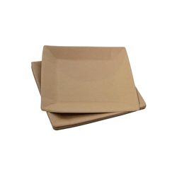 Homéa, Set de 20 Assiettes Carrées en Kraft 23 cm Naturel