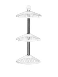 Premier Housewares 1601460 Étagère de Douche d'Angle Mural en Aluminium avec 3 Tablettes Réglables Blanc