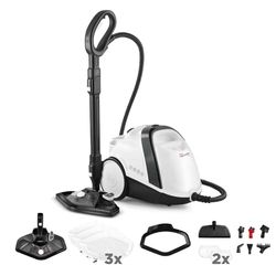 Polti Vaporetto Smart 120, Limpiador a Vapor con Caldera, 4 Bares de Presión, Potencia Máxima 1500 W, Depósito Extraíble de 2 L, Calentamiento en 2 Minutos, 14 Accesorios incluidos, Blanco y Negro