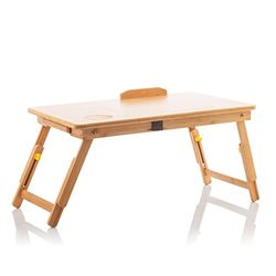 InnovaGoods Lapwood Bamboo Folding Side Table, Wood, 53,5 x 21-27 x 34 cm. Medidas aprox. plegado: 53,5 x 4,5 x 34 cm